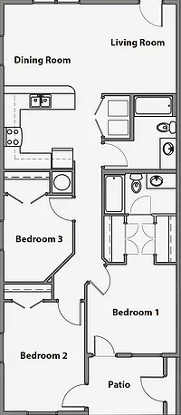 2 Bedroom, 2 Bath Floor Plan